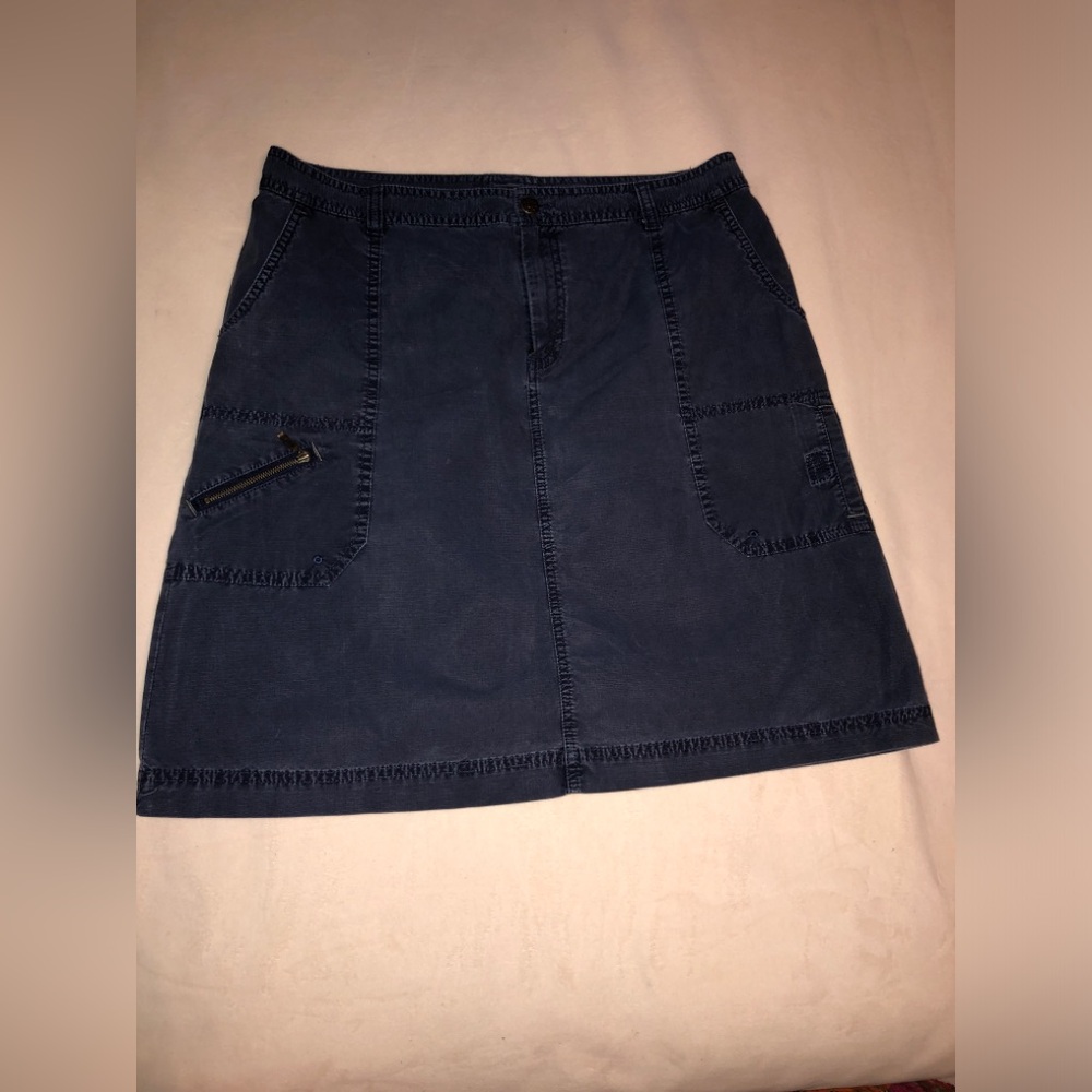 PREOWNED Eddie Bauer Womens Navy Blue Mid Length Cargo Skirt Size 10